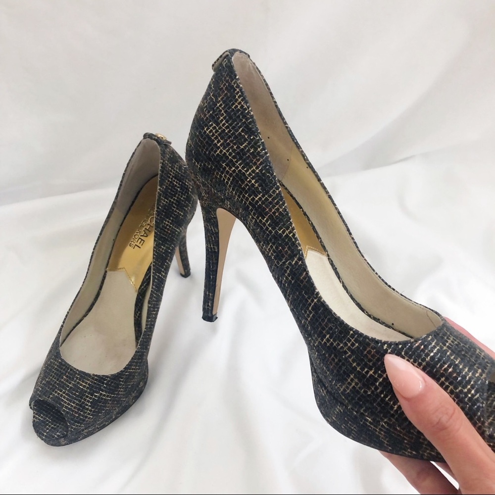 MICHAEL KORS Sequin Peep Toe Heels FREE SHIPPING!